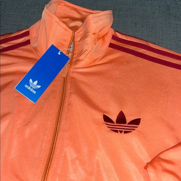 Adidas Originals Vibrant Coral Track Jacket with Red Logo - Picture 3 of 4
